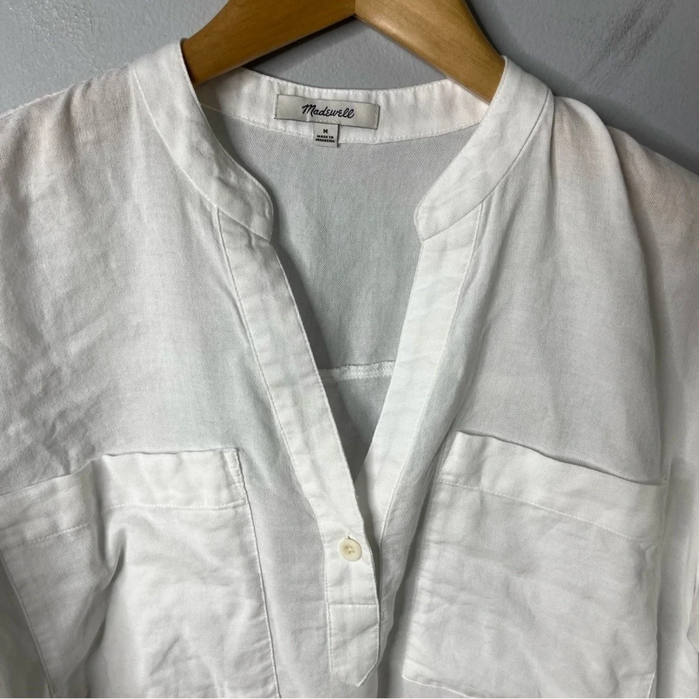 Madewell Cotton Gauze Pocket Tunic Shirt White Size Medium Style NA335 - Picture 3 of 7